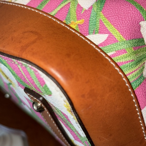 Dooney & Bourke Floral bucket bag shoulder bag daylilies white yellow pink gre - Picture 12 of 16
